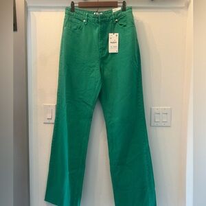 Zara Green denim wide leg jeans